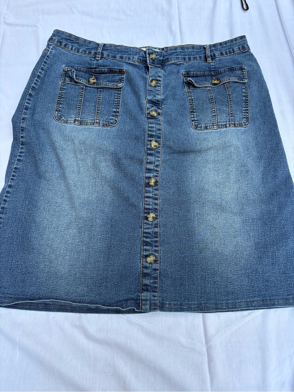 EST. 1946 Denim Classic Button-Front Denim A-Line Skirt - Blue SZ 18W